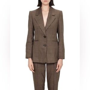 Veronika Maine Houndstooth Plaid Blazer in Brown Sugar Size 14